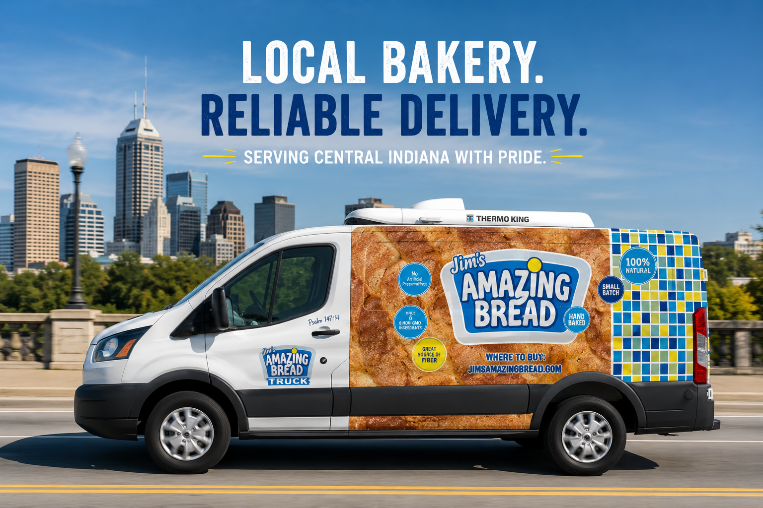 image of Jim's Amazing Bread truck used for wholesale delivery